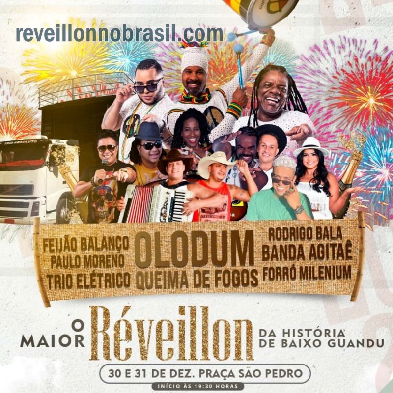 Baixo Guandu Réveillon 2024 na Praça São Pedro : shows na virada de ano - Réveillon no Brasil
