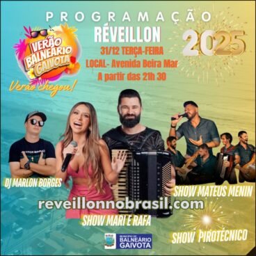 Balneário Gaivota Réveillon 2025 em Santa Catarina : shows e queima de fogos na virada de ano