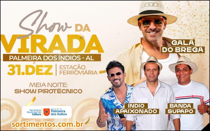 Palmeira dos Índios Réveillon 2026 em Alagoas : shows e queima de fogos na virada de ano