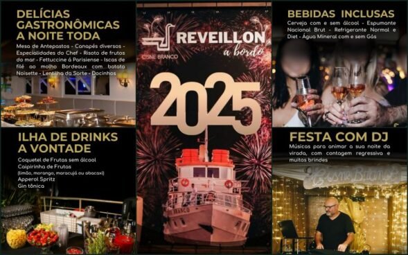 Porto Alegre Réveillon 2025 no Barco Cisne Branco - Especial Virada de Ano no site Réveillon no Brasil