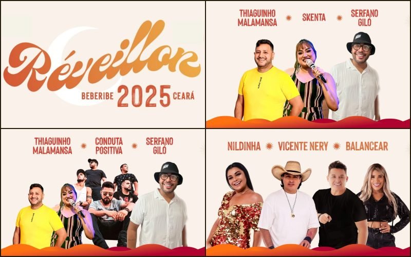 Beberibe Réveillon 2025 no litoral cearense : shows na virada de ano nas praias de Morro Branco, Parajuru e Uruaú