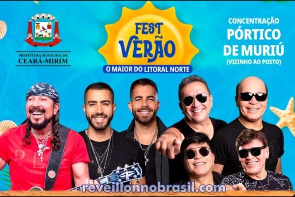 Ceará-Mirim Réveillon 2025 na Praia de Muriú : shows na virada de ano com Grafith, Pagode do Coxa, Klebinho Sanfoneiro, Orquestra de Frevo e Forró do Japa