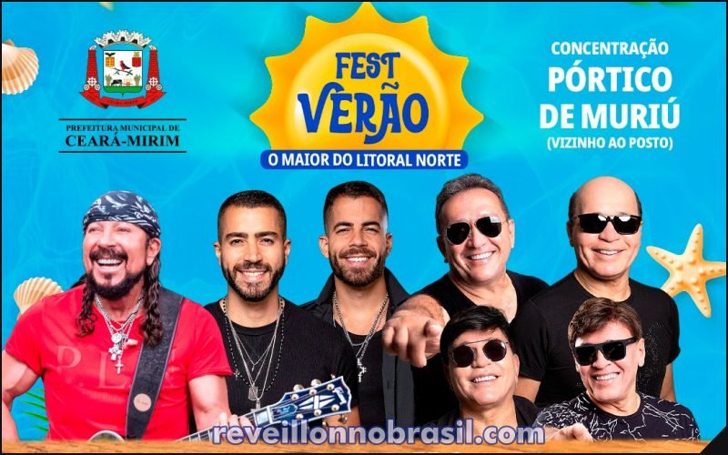 Ceará-Mirim Réveillon 2025 na Praia de Muriú : shows na virada de ano com Grafith, Pagode do Coxa, Klebinho Sanfoneiro, Orquestra de Frevo e Forró do Japa