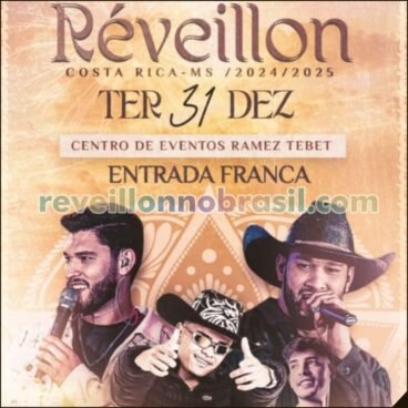 Costa Rica Réveillon 2025 no Centro de Eventos Ramez Tebet : shows e queima de fogos na virada de ano