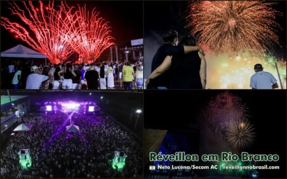 Giro Réveillon da Família em Rio Branco 2025 : público lotou estacionamento do Estádio Arena da Floresta para assistir Léo Magalhães, Wanderley Andrade e queima de fogos na virada de ano