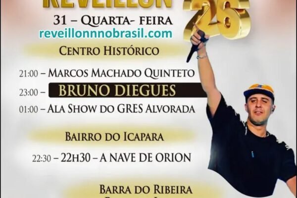 Programação Réveillon 2026 de Iguape no litoral sul paulista : confira os shows na virada de ano no Centro Histórico, Bairro do Icapara e na Praia da Jureia