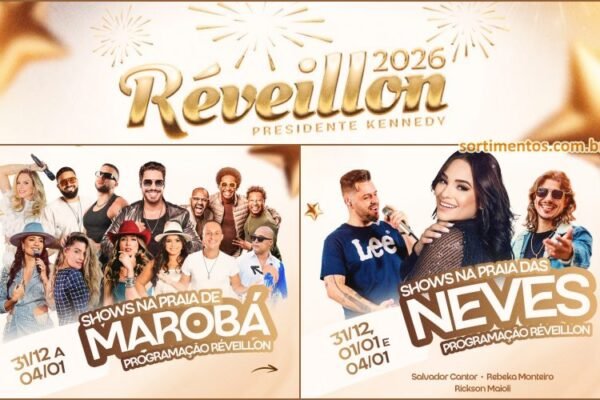 Réveillon 2026 de Presidente Kennedy : virada de ano nas orlas de Marobá e Neves